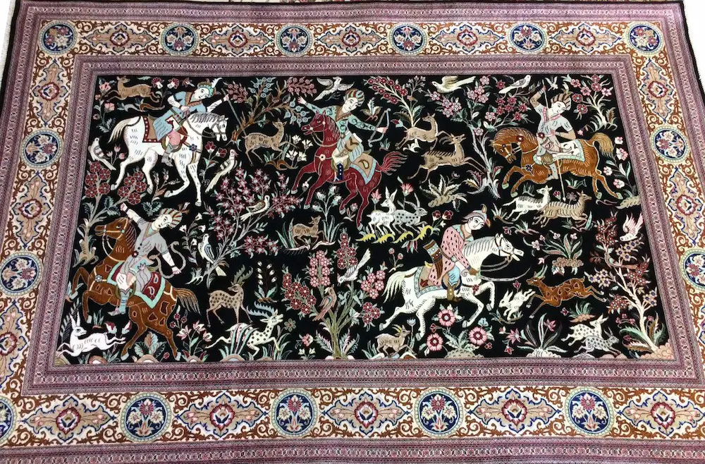 فرش ایرانی طرح شکار